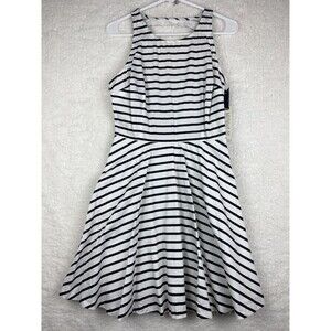 BB Dakota Womens Dress Midi Size 6 Black White Stripe A-Line Sleeveless